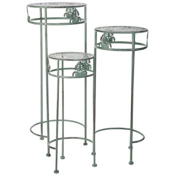 Soporte para macetas verde, 3 piezas, 28x28x69-24x24x59-20x20x49h cm