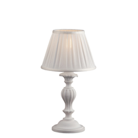 lampara de mesa leonardo shabby de madera blanca 1 luz con pantalla dm20 h43 o20 bl180-lt-bco
