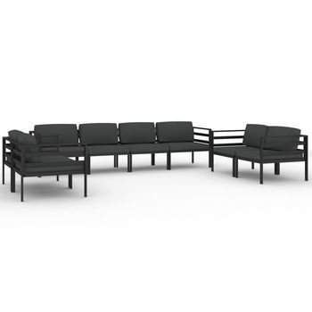 Set Muebles De Jardín 8 Pzas Y Cojines Aluminio Gris Antracita Vidaxl