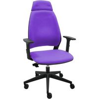silla de oficina ergonomica 4u tapizada con cabezal y reposabrazos - tapizado morado