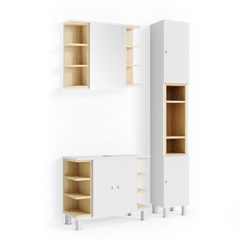 Conjunto De Muebles De Baño Aquis 3 Partes, Con Mueble Alto Vicco