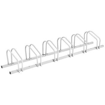 Soporte Para Bicicletas Para 6 Bicicletas, Soporte Múltiple, Soporte De Suelo De Acero, Soporte, Plateado