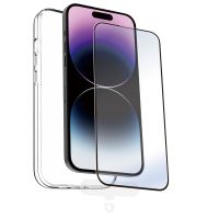 muvit funda shockproof para iphone 15 pro max  protector cristal templado marco negro