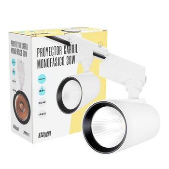 Foco de carril led 30w 2.700lm cri85 6000ºk monofásico 40.000h