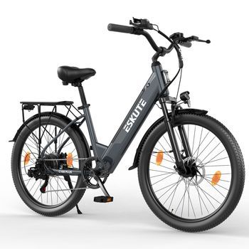 Bicicleta Eléctrica Eskute C100 Plus, Urbana Y Para Desplazamientos Diarios Para Adultos, Azul Oscuro