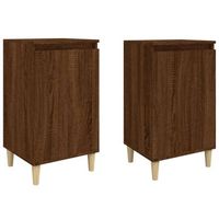 juego de 2 mesitas de noche con estantes 40 x 35 x 70 cm madera de ingenieria marron dec035845