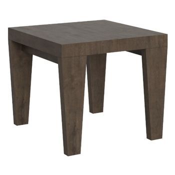 Mesa Extensible Cuadrada Pequeña 90x90/246 Cm Kristo Patas En V-color Marrón