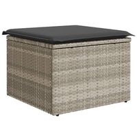 taburete jardin  otomana de jardin  reposapies de jardin con cojin ratan sintetico gris claro 55x55x37cm