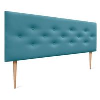 dhome cabecero de polipiel con 3 hileras intercaladas de botones y patas cabezal tapizado cama lujo turquesa 150cm