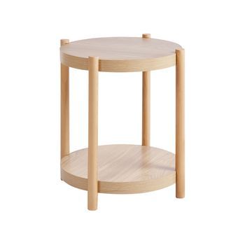 Mesa Auxiliar Redonda Diseño Escandinavo Tradicional Estante Mdf Almacenaje Madera Clara Genola