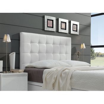 Cabecero Cama Canadá Button Largo Tapizado Polipiel Primera Calidad Largo Blanco 150*125
