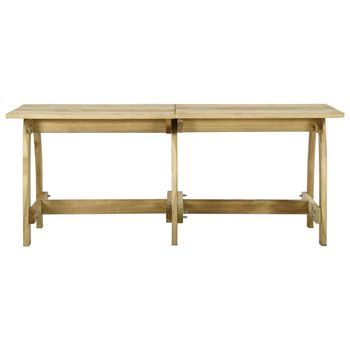 Mesa De Jardín | Mesa De Exterior De Madera De Pino Impregnada 220x74x75 Cm