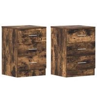 pack 2 uds mesitas de noche mesilla contrachapado roble ahumado 38x35x56 cm