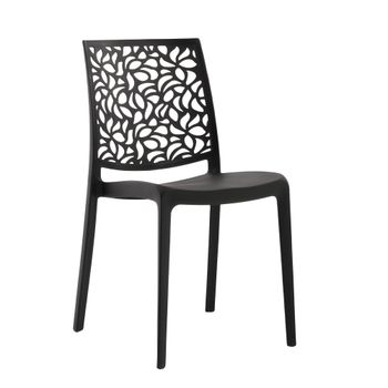 Set de 6 sillas de resina con fibra de vidrio negras