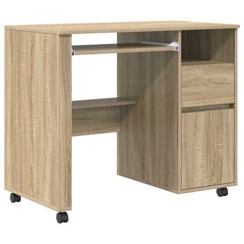 Escritorio Con Ruedas Roble Sonoma Madera De Ingeniería Vidaxl