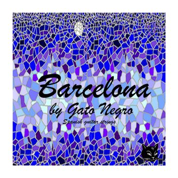 Juego de cuerdas para guitarra clásica y Española Gato Negro Barcelona. Fabricadas en nylon y multifilamento de nylon entorchado de cobre plateado de alta calidad en España desde 1868. Tensión media.
