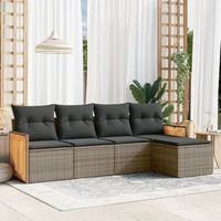 conjunto de sofas jardin con cojines 5 uds  mueble jardin mesa y sillas ratan sintetico gris cfw254909