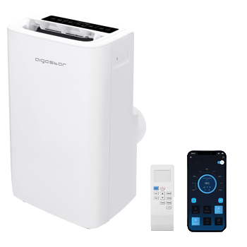Aigostar Iceberg Smart - Aire Acondicionado Portátil Inteligente, 1337W Climatizador Función Deshumidificador, Modo Descanso. Pantalla LED, Temporizador 24h, 12.000 Btu/h, Conexión Wifi