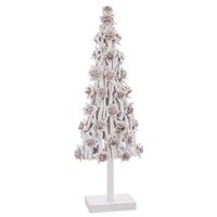 figura arbol navidad triangular de madera y pinas blanco 100 cm lolahome