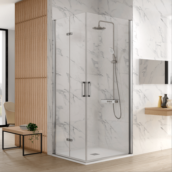 Angular De Ducha Puerta Plegable + Puerta Abatible Nardi 65 Cm Anclage Puerta Plegable Izquierda