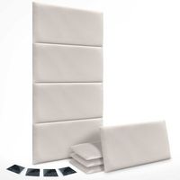 dhome juego de 8 paneles tapizados de pana premium pack autoadhesivos para pared acusticos absorbentes proteccion impactos blanco hueso 50x40cm x8