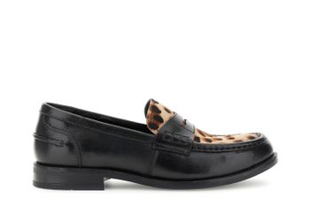 mocasines de piel con inserción de piel efecto pony black 38