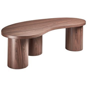 Mesa De Centro Tablero De Mdf Chapada Diseño Moderno 130 X 52 Cm Marrón Oscuro Easton