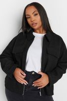 yours cazadora corta negra tejido boucle mujer curvy y tallas grandes yours
