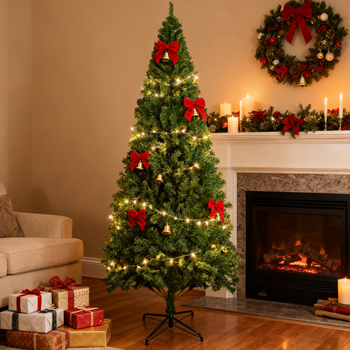 Nettlife Árbol De Navidad Artificial 210 Cm, Abeto Realista De Pvc, Montaje Rápido Y Fácil, Árbol Verde Con Soporte De Metal Estable.