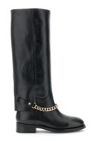 botas altas de piel con cadena dorada en el tobillo black 39