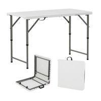 costway mesa plegable blanca regulable en 3 alturas portatil con soporte metalico resistente para picnic terraza y interior 122 cm blanco