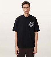 all saints para hombre m031pe camiseta mixtape negro m casual algodon manga corta