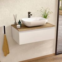 mueble bano suspendido 60 cm blancoroble lavabo bellobath