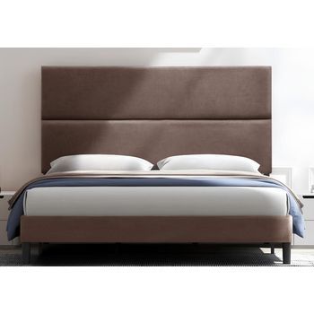 Cabecero Cama Duo Largo Tapizado Tejido Antimanchas Marrón 150x125cm