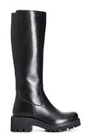 bota mujer de piel con elastico oculto black