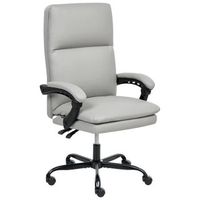 silla ejecutiva de oficina asiento inclinable acolchado grueso piel sintetica gris claro serene