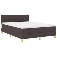 cama box spring led con cojin marron oscuro 140 x 200 cm tela vidaxl