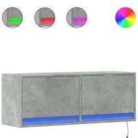 mueble de tv de pared con luces led gris hormigon 100x31x35 cm vidaxl