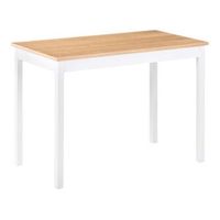 mesa de comedor y cocina de madera roble claro natural patas blancas estilo rustico 110 x 60 x 75 cm georgia