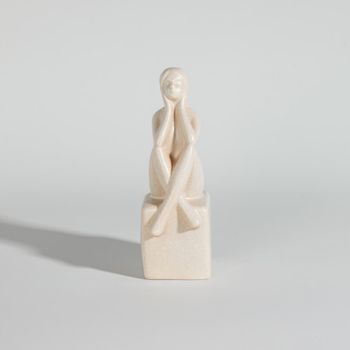 Figura de personaje de gres beige, 20 cm