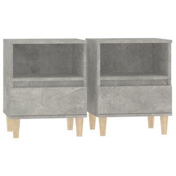 Pack 2 Uds Mesitas De Noche | Mesa Auxiliar | Mesilla Gris Hormigón 40x35x50 Cm