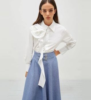 Marella para mujer. 2513111101200 Camisa Ketch blanco (40), Casual, Algodón, Manga larga