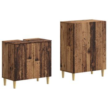 Juego De Gabinete De Baño De 2 Piezas Arnhem Madera Envejecida Vidaxl