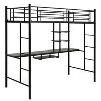costway cama alta con escritorio 2 escaleras bilaterales y 2 estantes de almacenamiento cama alta individual para adultos y adolescentes