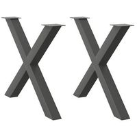patas para mesa de comedor en forma de x 2 uds  patas para mesa antracita acero cfw17275