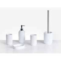 conjunto de 5 accesorios de bano jabonera dispensador de jabon escobilla de inodoro vaso soporte para cepillos de dientes blanco huarmey