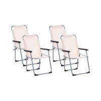 conjunto de 4 sillas de jardin modernas estructura de acero mate con recubrimiento en polvo resistentes a la oxidacion plegables beige galatsi
