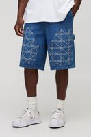 regular fit carpenter contrast stitch denim jorts azul