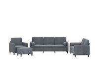 vidaxl juego de sofas con cojines 4 piezas terciopelo gris oscuro