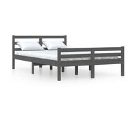 estructura de cama madera maciza gris tamano king 150x200 cm